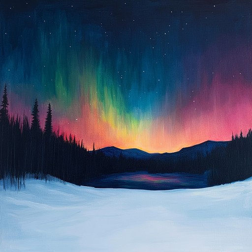 A serene instrumental track featuring gentle synths and atmospheric textures, capturing the ethereal beauty of the aurora borealis. Soft electronic melodies intertwine with ambient soundscapes to evoke a sense of peace and wonder.