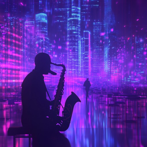 A soothing instrumental that melds soulful saxophone with ambient synths, capturing the essence of a futuristic cityscape drenched in neon lights and midnight ambiance