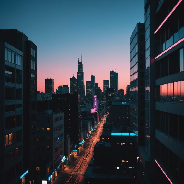 Imagine the serene ambiance of a quiet city at twilight, where the gentle hum of neon lights creates a backdrop of calm and contemplation. This track features a simple, soothing melody played over lush synth pads that ebb and flow like the soft, consistent twinkling of city lights reflecting on nighttime streets. The music captures the essence of peace and introspection, with just a hint of urban mystery.