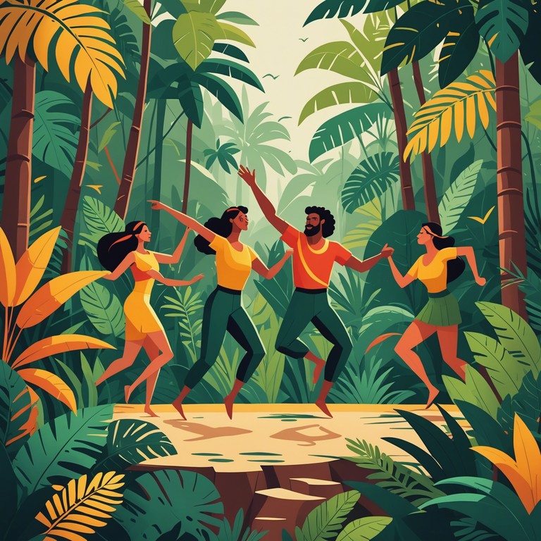 A fusion of classic cumbia rhythms with the audacious sounds of jungle wildlife, bringing the heart of the rainforest to life in a lively, danceable format.