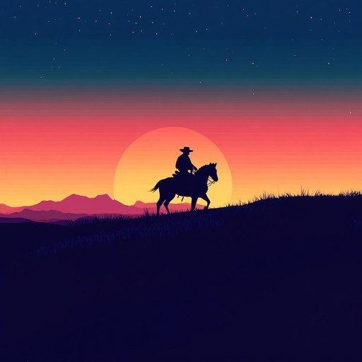 An instrumental piece that combines energetic rhythms and western melodies, evoking scenes of cowboys riding across wide open plains under vast skies.