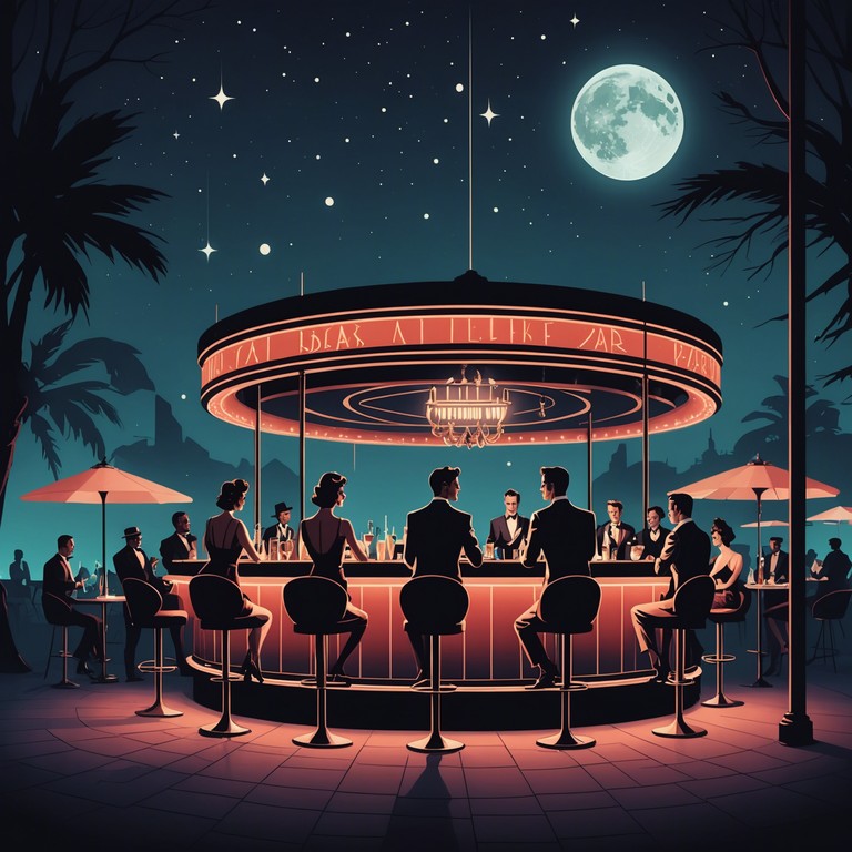 A modern cabaret composition blending traditional rhythmic structures with electronic elements to create a haunting yet sophisticated atmosphere. This piece captures the essence of a moonlit cabaret set in a futuristic urban setting, where the past meets the present in a melodious dance.