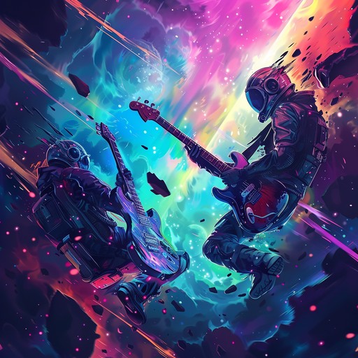 A funk rock instrumental combining groove heavy elements with epic, space themed soundscapes. Featuring powerful guitar riffs, funk laden bass lines, and celestial synthesizer effects, this track feels like a cosmic showdown. Its dynamic structure builds towards a thrilling climax, carrying listeners on a groovy interstellar adventure