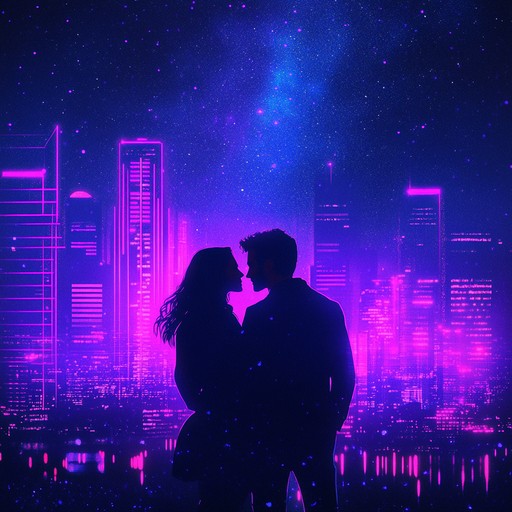 An evocative journey through neon lit cityscapes, pulsating with sensual synth rhythms and dreamy melodies. The track embodies the allure of the night with shimmering synth textures that create an intimate and captivating atmosphere, perfect for romantic encounters under the stars. Imagine being swept away by the electric embrace of synthetic waves, each note whispering secrets of the night.