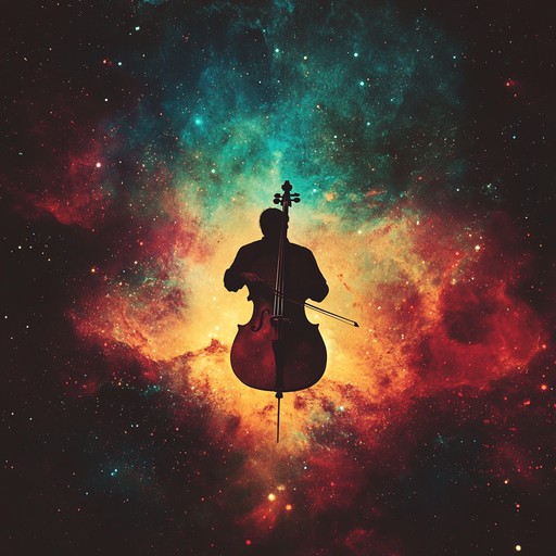 A composition blending deep cello tones with ambient textures, capturing the serene yet powerful atmosphere of stars fading into darkness, evoking cosmic wonder and peaceful finality