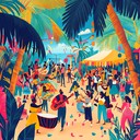 an instrumental calypso tune capturing chaotic, high energy island festivities.