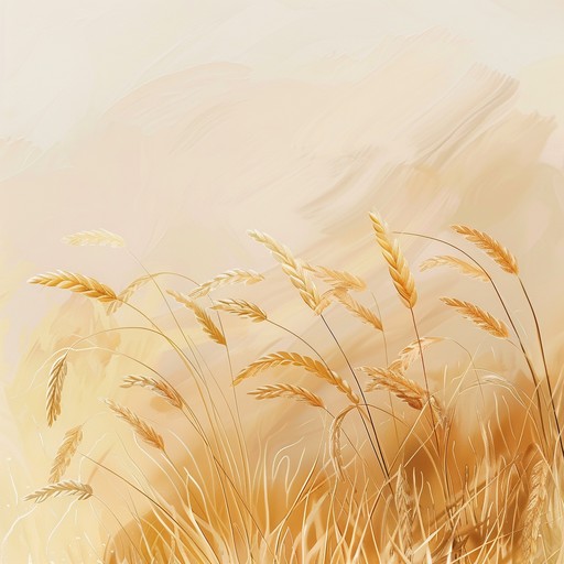 A serene instrumental piece capturing the essence of farmers working tirelessly in the golden wheat fields under the scorching summer sun. The music evokes the sway of the wheat stalks in the gentle breeze, the rhythmic motions of the farmers, and the quiet determination in their labor.