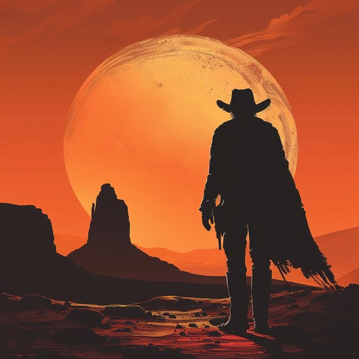 Journey through the arid dunes with a tantalizing mix of twanging guitars and haunting middle eastern flutes. Imagine a lone cowboy pitted against a mysterious, cloaked figure in a sunset showdown. The melody weaves traditional western tunes with exotic, snake like scales, creating a surreal, dreamlike soundscape that evokes distant lands and timeless tensions.