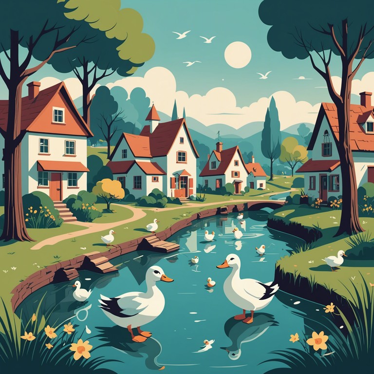 This lively track follows a series of animated ducks as they host a delightful parade through an enchanted village, weaving stories of mischief and merriment, charming every character they meet with their humorous exploits and jolly demeanor.