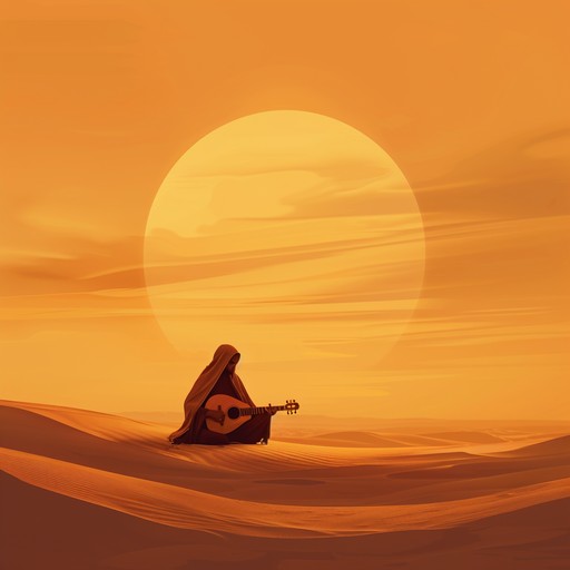 A haunting melody that echoes through the vast, ancient deserts, capturing the essence of a longing heart. The soulful strums of the oud weave through a tapestry of traditional middle eastern rhythms, evoking images of timeless love and wistful nostalgia. The music soars and dips, taking the listener on a journey through both melancholy and hope, offering a deeply moving experience.