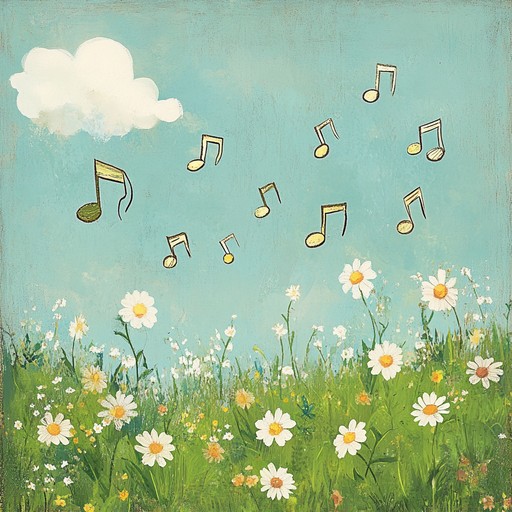 Envision a gentle excursion across a sunny meadow, accompanied by whimsical and soothing tunes. The music captures the light heartedness of floating flower petals, mingled with playful and unexpected musical elements to evoke a sense of nostalgia and simple joy.