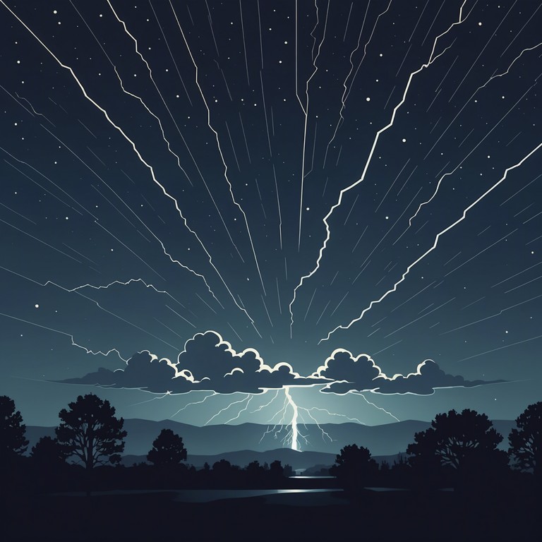 A composition where electronic sounds of thunderclaps and raindrops merge with synthesizer beats, creating an intense and powerful auditory storm. The track mixes the elemental force of a thunderstorm with high energy electronic music, crafting a vibrating resonance that evokes a sense of unstoppable power and dark beauty.