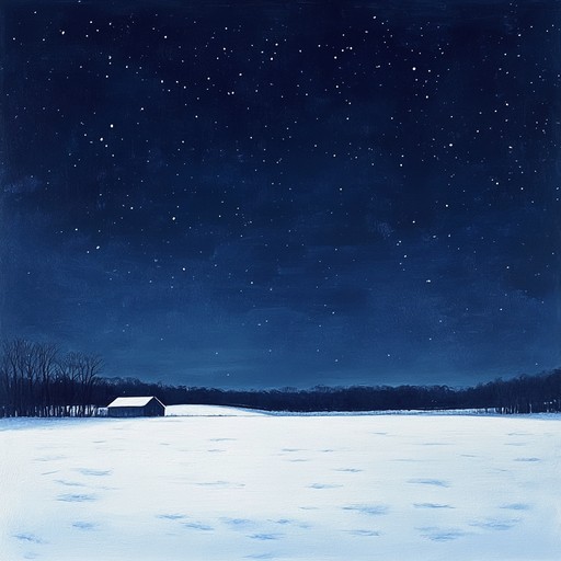 A soothing auditory journey through a tranquil winter night, under a clear star filled sky, with soft piano notes crafting a tapestry of quietness and contemplation.