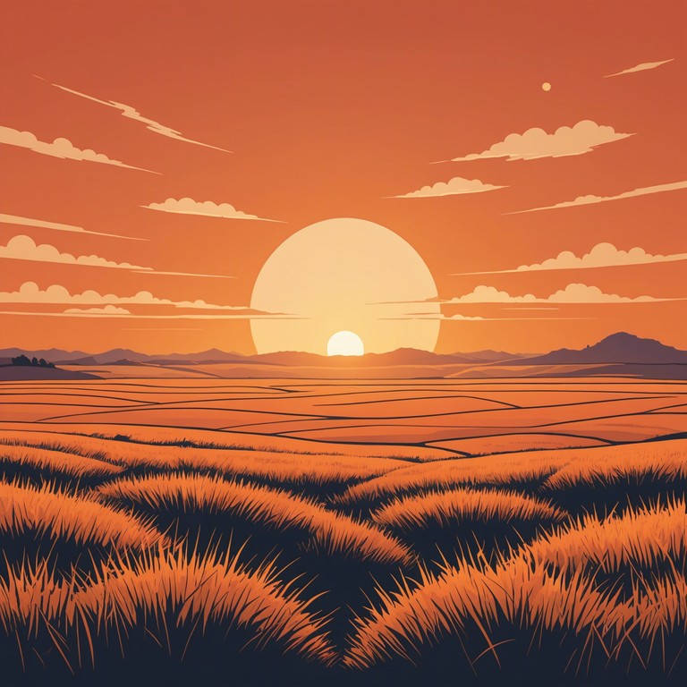 A calming, gentle instrumental that captures the essence of a serene prairie landscape. This song utilizes soft guitar strums and subtle harmonic nuances to evoke a sense of peace and vastness of the open country.