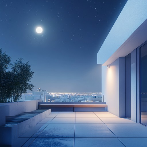 Experience the calm of a moonlit city skyline with relaxing beats that create a soothing and laid back atmosphere. This instrumental track captures the essence of a tranquil night on a rooftop, blending gentle rhythms and mellow harmonies to evoke a sense of peace and relaxation.