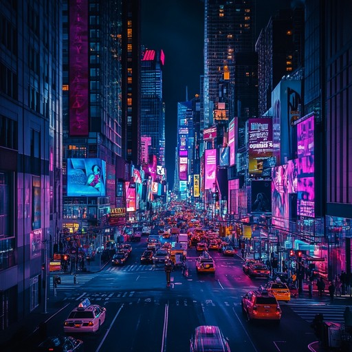 An energetic electropop instrumental that blends modern synth textures with driving beats, creating a vibrant atmosphere reminiscent of bustling city nightlife. The song builds layers of pulsing rhythms and catchy melodies, evoking a sense of excitement and movement.