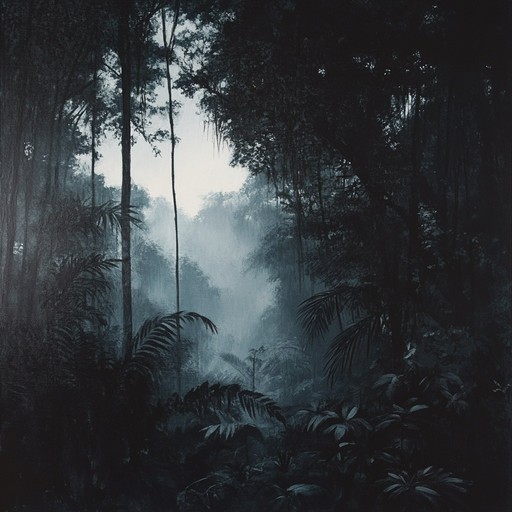 A haunting instrumental with mystical melodies echoing through ancient rainforests, invoking the spirits of old, blending eerie atmospheric sounds and traditional instruments to create an otherworldly experience.