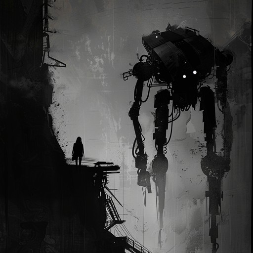 Picture yourself wandering through an abandoned factory, surrounded by rusting machinery and echoes of a forgotten era. The heavy, distorted guitar riffs and pounding industrial drums create an atmosphere of desolation and unease. Occasional eerie synth sounds and metallic clangs add to the unsettling ambiance, as if the machines themselves are crying out in despair.