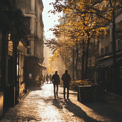 An instrumental track that combines smooth jazz melodies with contemporary electronic sounds, creating a laid back atmosphere reminiscent of strolling through sunlit parisian streets.