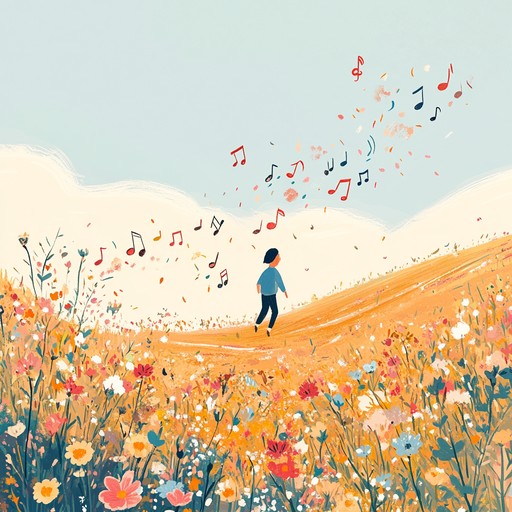 An instrumental indie song that combines lighthearted melodies with playful rhythms, evoking the feeling of wandering through a field of wildflowers on a sunny day. The track features whimsical tunes that bring a smile, with a carefree and joyful atmosphere.