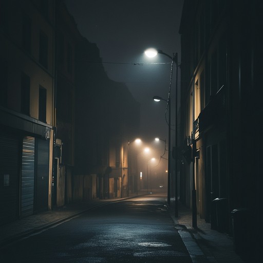 An instrumental trip hop track that combines creepy ambient noises, haunting melodies, and downtempo beats to create a dark, unsettling atmosphere reminiscent of deserted city streets at night.