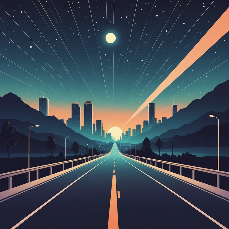 Perfect for a tranquil night drive enveloped in gentle rhythms and a deep, pulsating bass, offering a musical escape into the calmness of the night cityscape illuminated by vibrant neon lights.