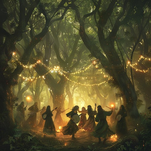 Feel the pulse of the forest with frenetic rhythms and mystical overtones, creating an enchanting auditory journey through an ancient woodland gathering. Every strum of the banjo echoes a timeless dance ritual in the heart of nature.