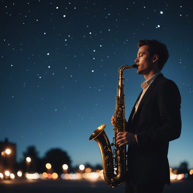 An enchanting smooth jazz piece that captures the glamor and tranquility of a glittering starlit evening. A velvet rich saxophone leads this musical journey, creating an intimate atmosphere perfect for an evening of reflection or romantic intrigue. The piece ebbs and flows like a gentle night breeze, filled with subtle glimmers of joy and sophistication.