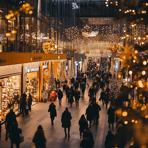 A light hearted and joyful muzak track crafted to enhance the festive mood in holiday marketplaces, featuring twinkling keyboards and gentle rhythms to create a warm and inviting atmosphere for shoppers.