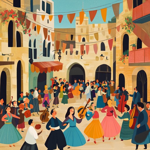 A lively instrumental piece that brings to life the spirited atmosphere of a jewish street festival, featuring energetic rhythms and melodies that inspire dance and joy