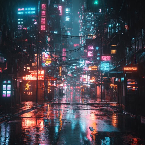 A shimmering fusion of ethereal synthesizer layers intertwined with glitchy industrial beats, creating a futuristic art song that feels otherworldly and transcendent. This composition takes listeners on a journey through neon lit cityscapes and virtual realms, blending metallic textures with lush, ambient harmonies.