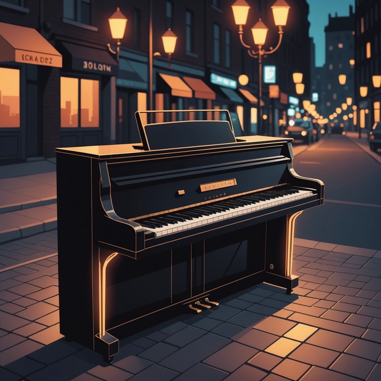 Imagine a serene journey where every soft note of the electric piano dances around echoing urban beats, crafting a narrative of tranquillity amid chaos, perfect for contemplative moments under the city night sky.