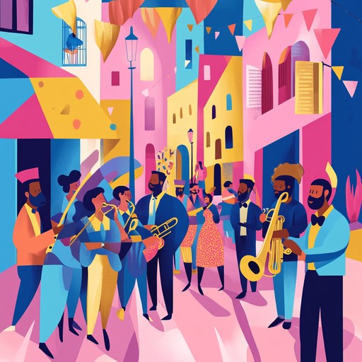 A lively and uplifting fusion track combining the energetic rhythms of a carnival with smooth jazz melodies. Syncopated brass and vibrant percussion deliver a festive atmosphere, making listeners feel like they're dancing in the sun.