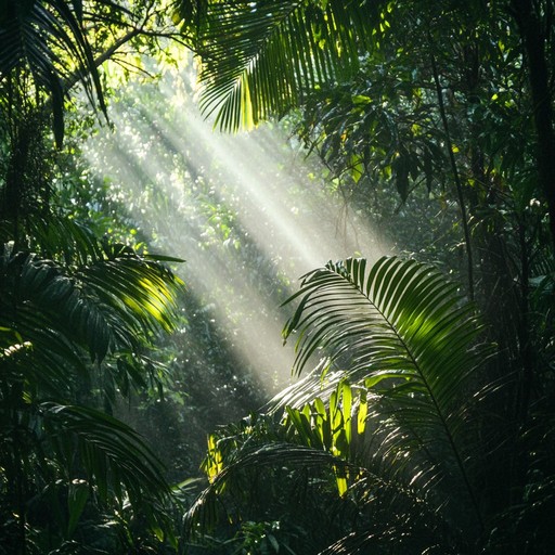 A calming blend of tribal percussion and ambient forest sounds, evoking the peaceful serenity of an ancient, untouched rainforest. The gentle rhythms and natural soundscapes create a meditative atmosphere perfect for relaxation and reflection