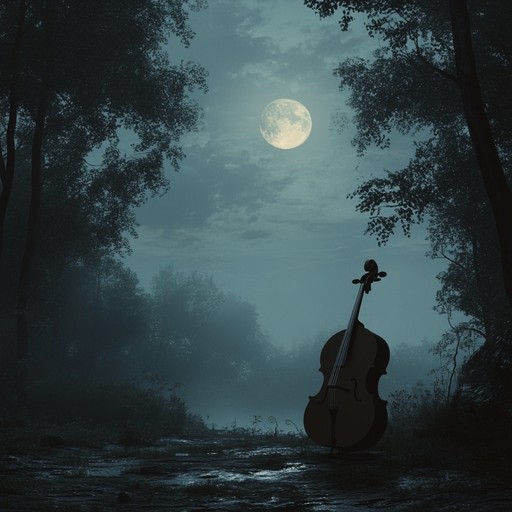 An instrumental track featuring a solo cello that delivers a melancholic and eerie neoclassical melody, resonating through a mist laden atmosphere, stirring feelings of mystery and ancient secrets hidden in the gloom.