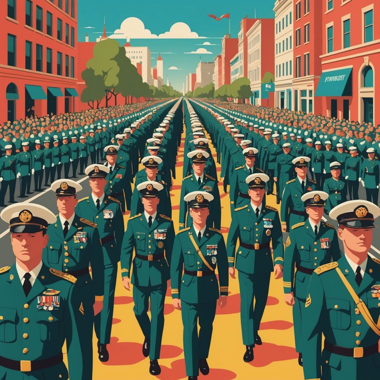 An invigorating composition, victory day parade mirrors the jubilation and solidarity of a military victory celebration. Perfect for portraying unity and collective achievement with its rousing, bold sounds and precise rhythmic march.