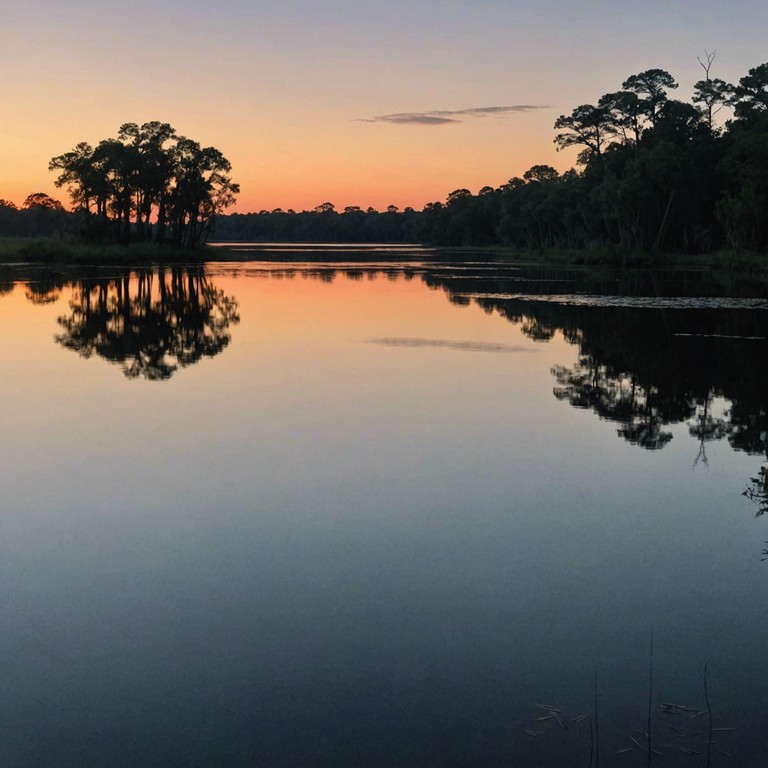 This track features a smooth, melodic guitar line that weaves through the soulful sounds of southern blues, capturing the serene and reflective ambiance of a quiet evening by the bayou. The music is slow paced, inviting listeners to relax and immerse themselves in the calming nuances of each note.