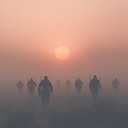 rhythmic drums, march of weary soldiers