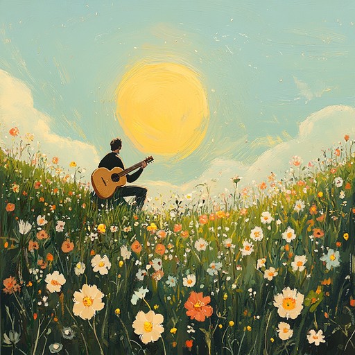 A lively and joyous instrumental composition blending the upbeat essence of folk rock with vibrant acoustic melodies. The cheerful rhythm of the guitar creates an intimate and uplifting atmosphere, perfect for sunny days in a picturesque meadow.