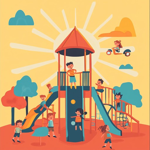 A soothing instrumental capturing the playful joy of children exploring a sunny playground, filled with giggles and playful energy, setting a warm, comforting tone