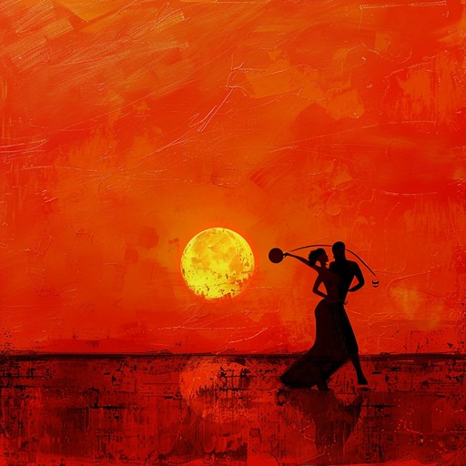 This instrumental track captures the essence of a magical sunset salsa dance. The music sways with rhythmic precision, featuring powerful brass melodies that intertwine seamlessly with sultry guitar strums, creating an immersive dance floor ambiance. The track progresses with increasing intensity, echoing the passion and fire typical of latin dance scenes, ideal for sparking romance under a setting sun.