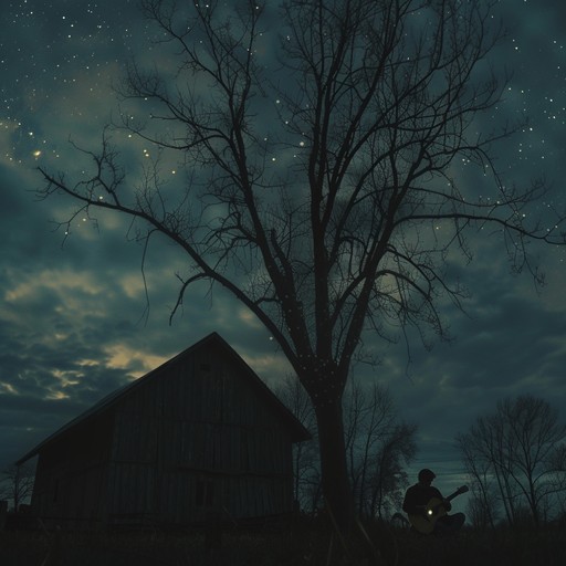 This alternative description explores deeper into the melancholic and mysterious atmosphere set under a moonlit sky, where every guitar string pulls at the secretive tales rooted in the rustic life of the countryside. The track's immersive strums invite listeners to lose themselves in the raw and unembellished essence of folk music.