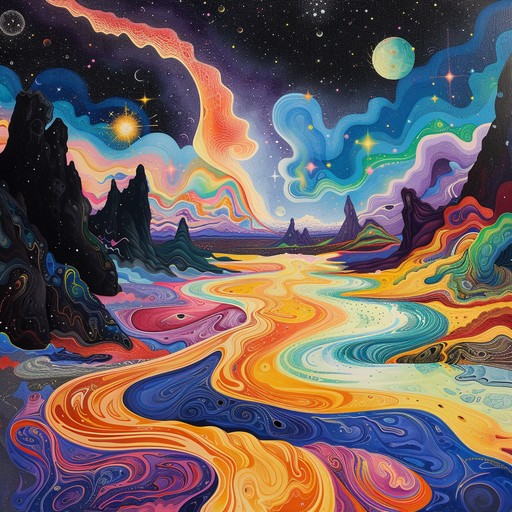 Dive into a cosmic voyage filled with eclectic soundscapes and trippy rhythms, blending psychedelic influences with experimental electronic beats. The track creates an otherworldly experience, enveloping the listener in a fantastical, colorful journey through sound.
