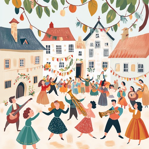 A fast paced instrumental klezmer piece featuring bright melodies and energetic rhythms, capturing the joy and festivity of a traditional jewish wedding in an eastern european village.