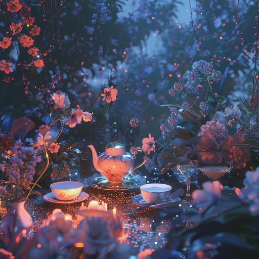 Picture a digital garden of sounds where each note is a bloom of peace and quirkiness. Ethereal synths and whimsical effects create a sense of dreamy relaxation, simulating a serene, otherworldly environment.