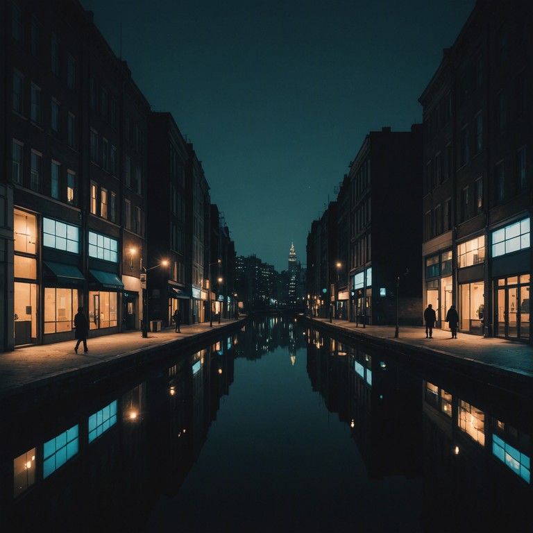 A chillwave track that mirrors the ethereal blend of shadow and light along a bustling city's waterfront at night. The music carries a sense of mystery and introspection, perfect for late night drives or contemplative evenings.