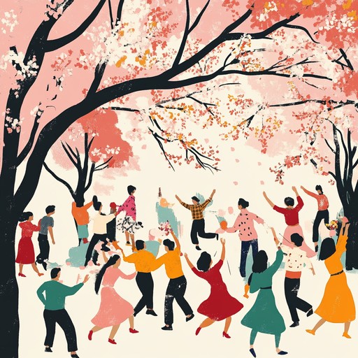 A vibrant and energetic j pop track that captures the essence of a joyful festival. Bursting with uplifting melodies and cheerful rhythms, it evokes the imagery of cherry blossoms in full bloom, festive dances, and happy crowds enjoying a beautiful day.