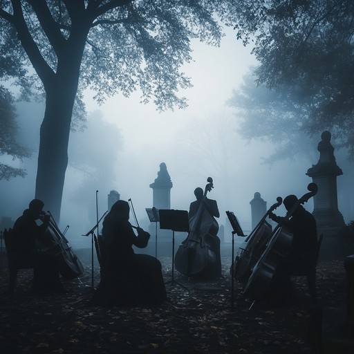 A chilling orchestral journey that leads listeners through shadowy landscapes, filled with ghostly melodies and ominous undertones, enveloping them in a sense of unease and suspense.