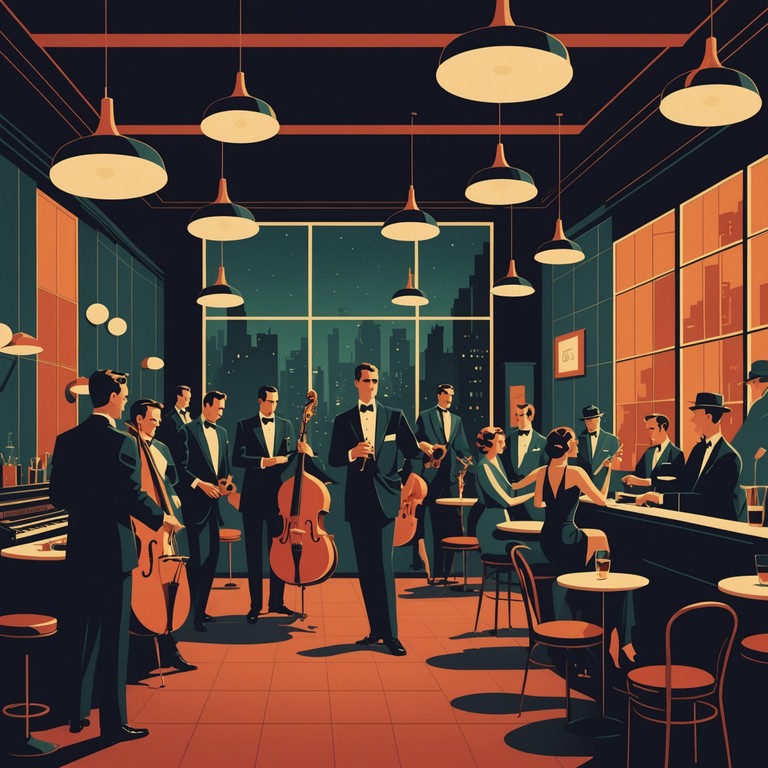 Drawing inspiration from the classic era of jazz clubs and vibrant dance halls, this track combines energetic swing rhythms with a modern twist to recreate the nostalgia and excitement of midnight jazz sessions. Perfect for setting an upbeat, lively vibe that transports listeners right to the heart of a 1940s dance hall.