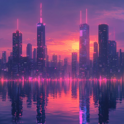 A high energy instrumental track blending futuristic synth melodies and pulsating beats to evoke the feeling of hope and renewal in a neon lit cyberpunk cityscape.